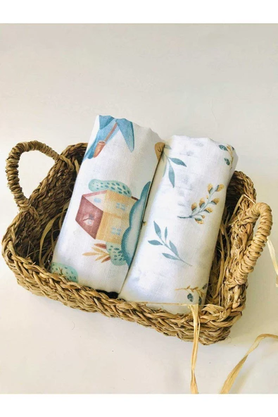 2 Adet  Çok Amaçlı Müslin Bezi Örtü Battaniye ürün görseli