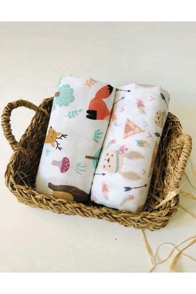 2 Adet Çok Amaçlı Müslin Bezi Örtü Battaniye