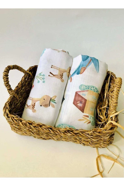 2 Adet Çok Amaçlı Müslin Bezi Örtü Battaniye