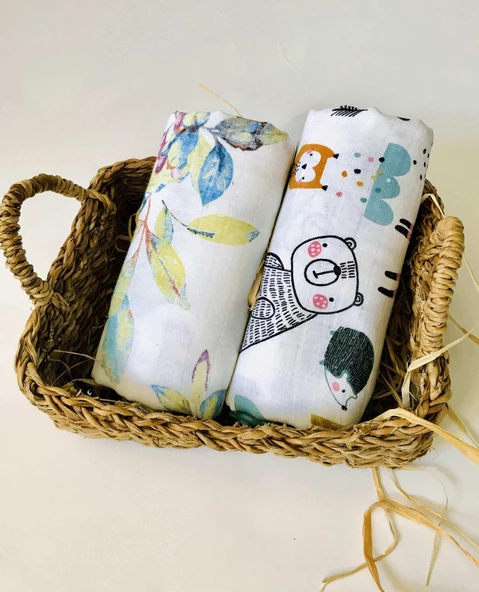 2 Adet Çok Amaçlı Müslin Bezi Örtü Battaniye