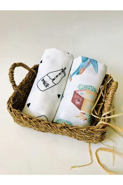 2 Adet  Çok Amaçlı Müslin Bezi Örtü Battaniye ürün görseli