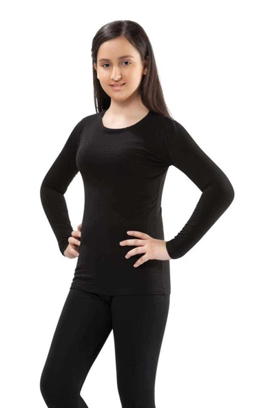 Kota 1 Adet Kız Erkek Çocuk Termal Siyah İçlik Fanila Body 2005 - Resim 4