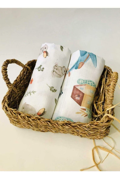 2 Adet  Çok Amaçlı Müslin Bezi Örtü Battaniye ürün görseli