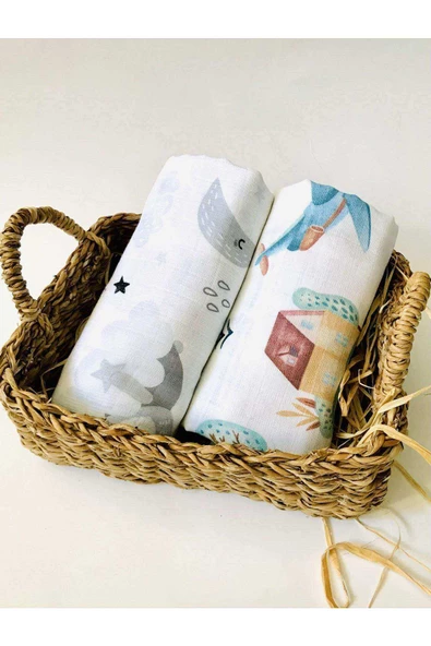 2 Adet  Çok Amaçlı Müslin Bezi Örtü Battaniye ürün görseli