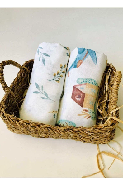 2 Adet  Çok Amaçlı Müslin Bezi Örtü Battaniye ürün görseli