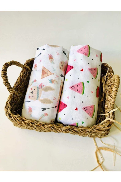 2 Adet  Çok Amaçlı Müslin Bezi Örtü Battaniye ürün görseli