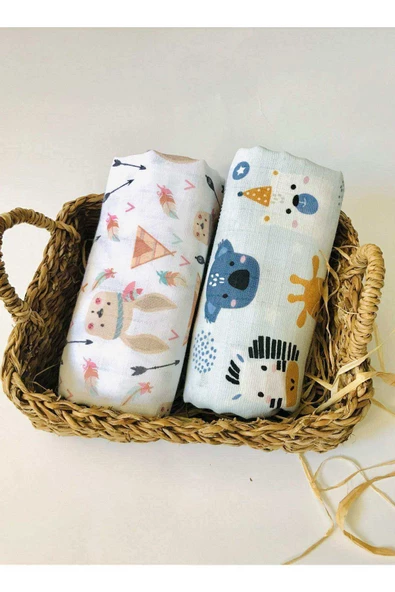 2 Adet  Çok Amaçlı Müslin Bezi Örtü Battaniye ürün görseli