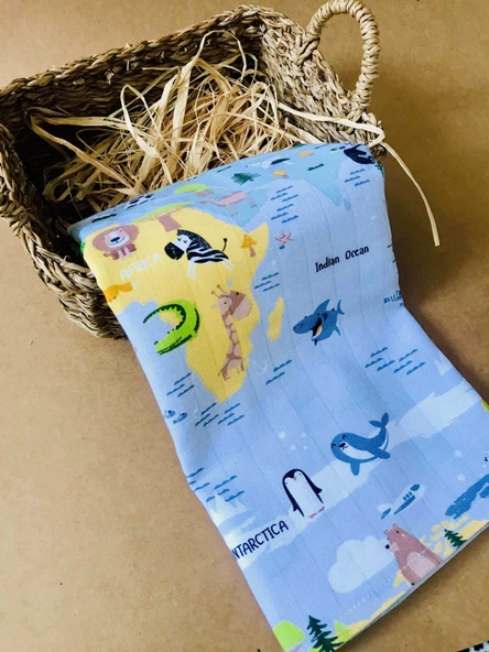 Dünya  Çok Amaçlı Müslin Örtü Battaniye ürün görseli