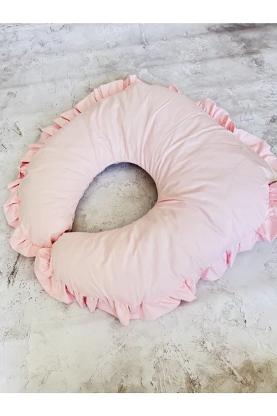 Fırfırlı Emzirme Yastığı Ve Destek Minderi Çift Taraflı %100 Pamuk Kumaş - 2