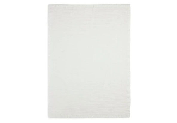 4 Katlı Ekru Saçaklı Çok Amaçlı Müslin Bezi Örtü Battaniye - 5