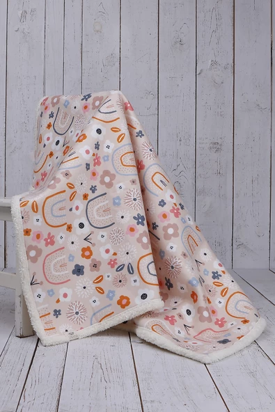 Gökkuşağı Bebek Battaniyesi Kalın Koyun Tüyü Battaniye