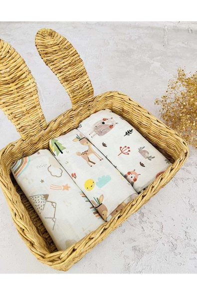 3 Adet Çok Amaçlı Müslin Bezi Örtü Battaniye ürün görseli