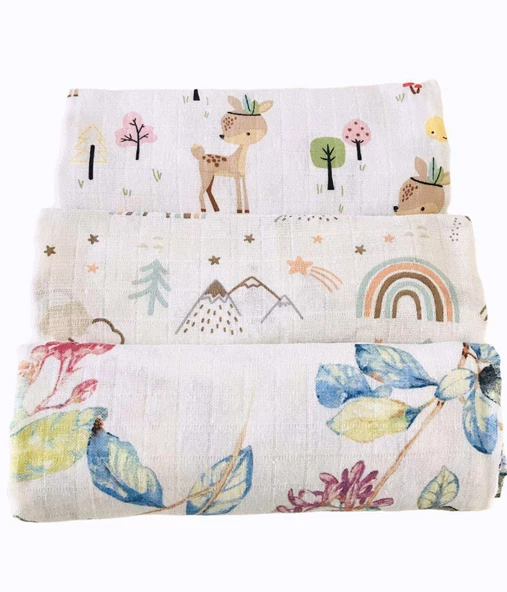 3 Adet 110x110 Çok Amaçlı Müslin Örtü ürün görseli