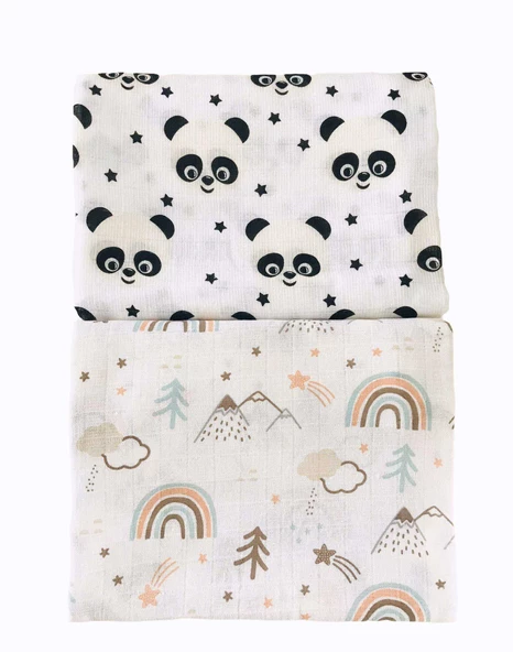 2 Adet 110x110 Çok Amaçlı Müslin Örtü - 2