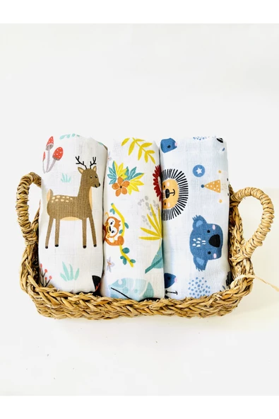 3 Adet 110x110  Çok Amaçlı Müslin Bezi Örtü Battaniye ürün görseli