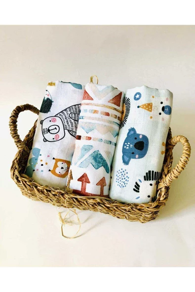 3 Adet  Çok Amaçlı Müslin Bezi Örtü Battaniye ürün görseli