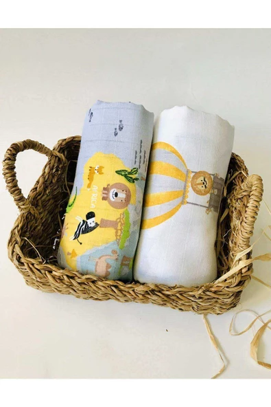 2 Adet  Çok Amaçlı Müslin Bezi Örtü Battaniye ürün görseli