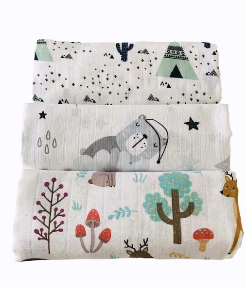 3 Adet Çok Amaçlı Müslin Örtü