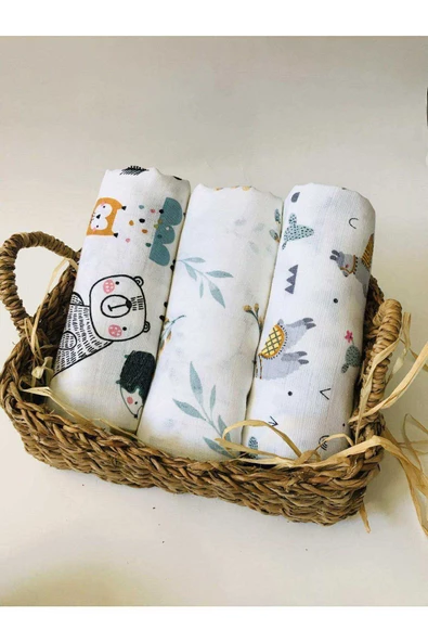 3 Adet  Çok Amaçlı Müslin Bezi Örtü Battaniye ürün görseli