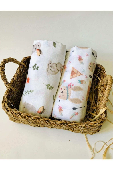 2 Adet  Çok Amaçlı Müslin Bezi Örtü Battaniye ürün görseli