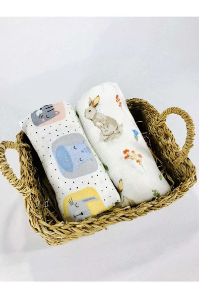 2 Adet  Çok Amaçlı Müslin Bezi Örtü Battaniye ürün görseli