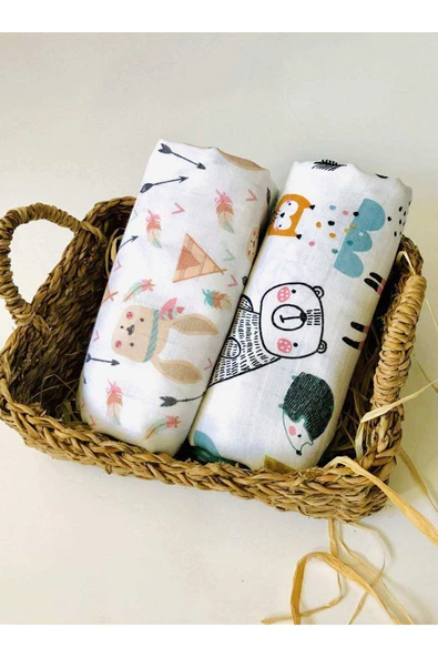 2 Adet  Çok Amaçlı Müslin Bezi Örtü Battaniye ürün görseli