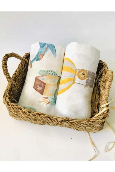 2 Adet  Çok Amaçlı Müslin Bezi Örtü Battaniye ürün görseli