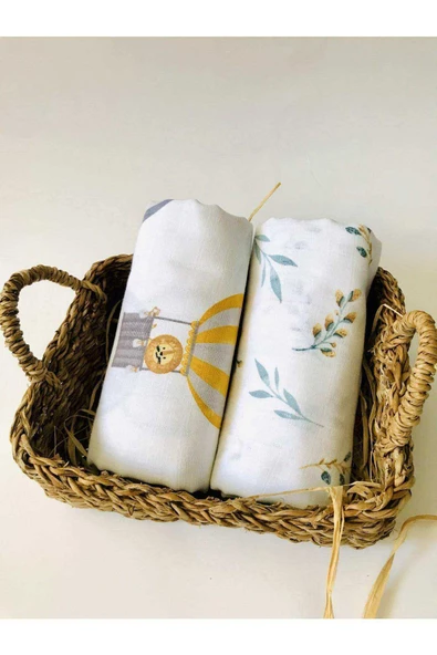 2 Adet Çok Amaçlı Müslin Bezi Örtü Battaniye