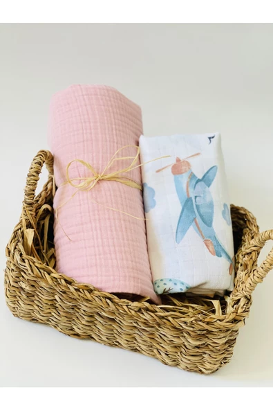 2 Adet 4 Katlı Ve 2 Katlı Çok Amaçlı Müslin Bezi Örtü Battaniye ürün görseli