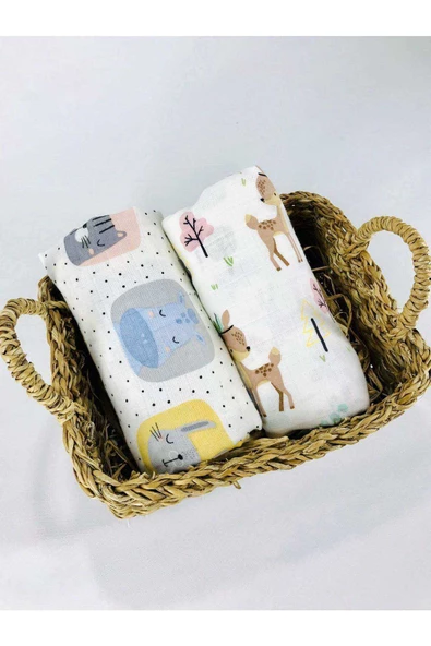 2 Adet  Çok Amaçlı Müslin Bezi Örtü Battaniye ürün görseli