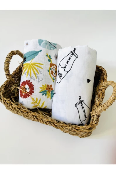 2 Adet  Çok Amaçlı Müslin Bezi Örtü Battaniye ürün görseli