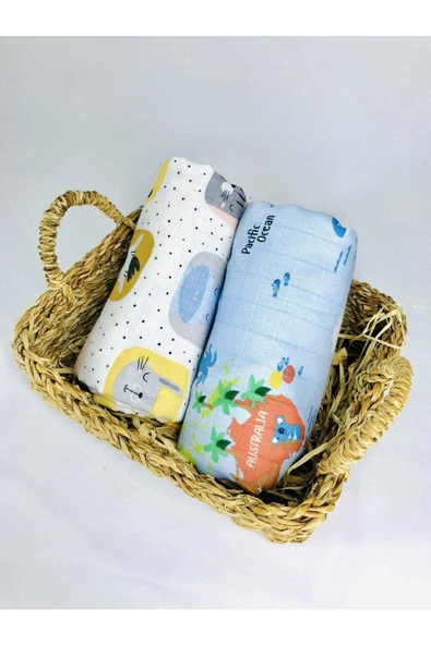 2 Adet  Çok Amaçlı Müslin Bezi Örtü Battaniye ürün görseli