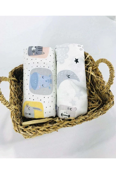 2 Adet  Çok Amaçlı Müslin Bezi Örtü Battaniye ürün görseli