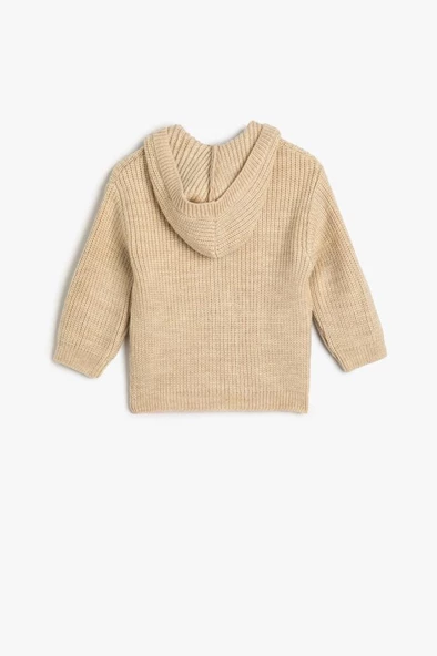 Koton Erkek Bebek Kapşonlu Örgü Hırka Düğme Kapamalı Cep Detaylı - 2