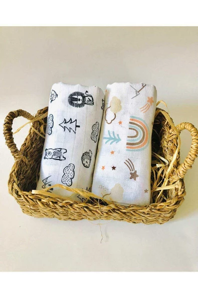 2 Adet  Çok Amaçlı Müslin Bezi Örtü Battaniye ürün görseli