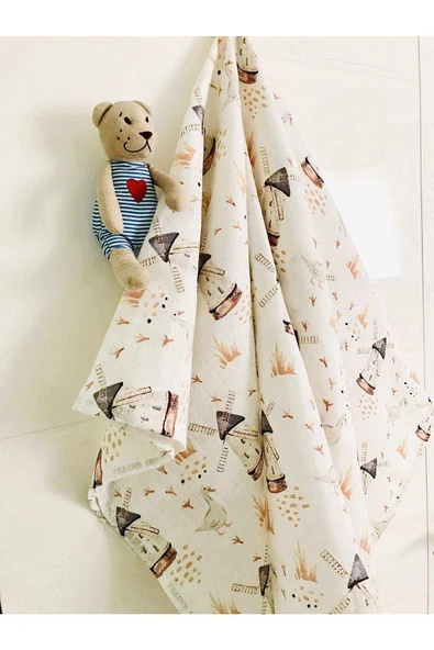 2 Adet  Çok Amaçlı Müslin Bezi Örtü Battaniye - Resim 3