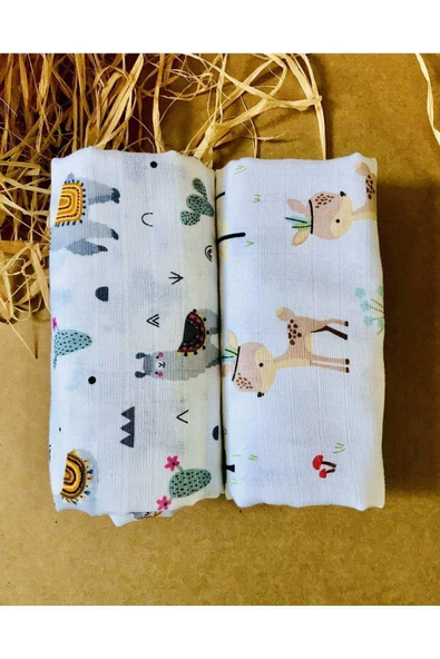 2 Adet Organik  Müslin Örtü Battaniye - Resim 2