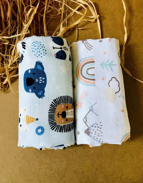 2 Adet Organik  Müslin Örtü Battaniye - Resim 2