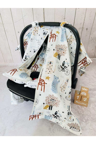 Hayvanlar  Müslin Bezi Puset Örtüsü Ve Anakucağı Minderi - Resim 4