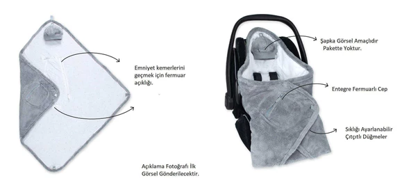 Oeko-Tex 0-12 Ay Puset Ve Bebek Arabası Battaniyesi - Resim 3