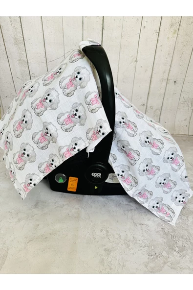 Sevimli Ponçik Müslin Bezi Puset Örtüsü Fermuarlı - Resim 3