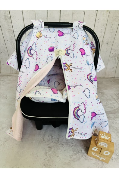 Kışlık Pikeli Müslin Puset Örtüsü Ve Anakucağı Minderi ürün görseli