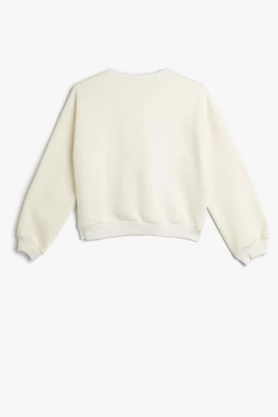 Koton Kız Çocuk Oversize Sweatshirt Uzun Kollu Bisiklet Yaka Parlak Baskılı Şardonlu - 2