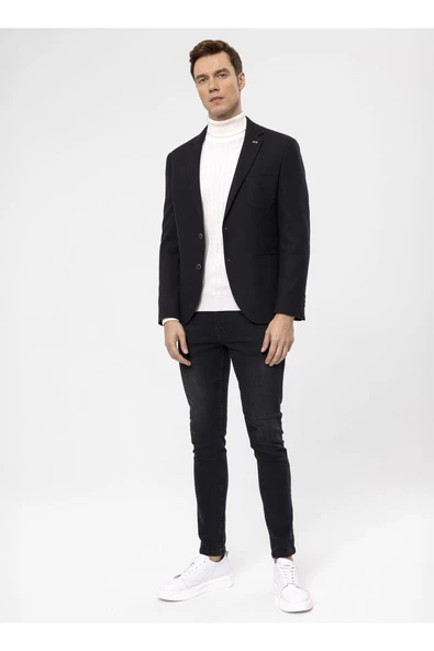 Süvari Slim Fit Siyah Erkek Armürlü Ceket CT2021600310 - 3