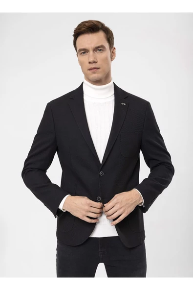 Süvari Slim Fit Siyah Erkek Armürlü Ceket CT2021600310 - 4