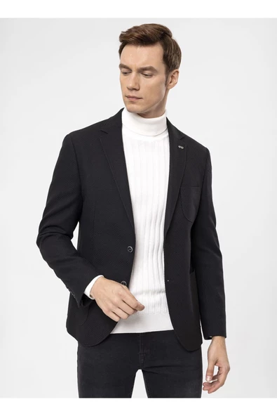 Süvari Slim Fit Siyah Erkek Armürlü Ceket CT2021600310 - 2