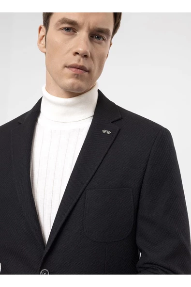 Süvari Slim Fit Siyah Erkek Armürlü Ceket CT2021600310 - 6