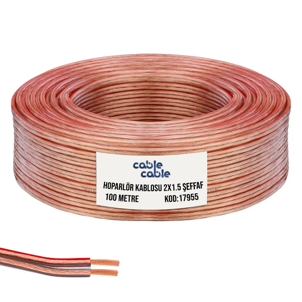 HOPARLÖR KABLOSU KORDON 2X1.5 ŞEFFAF 100MT CABLECABLE ürün görseli 1