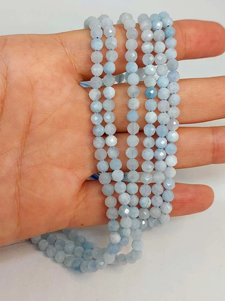 Akuamarin Taşı Faset Kesim Dizi 4mm ürün görseli
