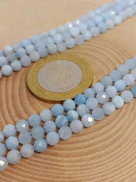 Akuamarin Taşı Faset Kesim Dizi 4mm - Resim 2